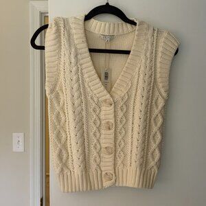 Z Supply Set Adrift Sweater Vest, Cream, Medium, NWT